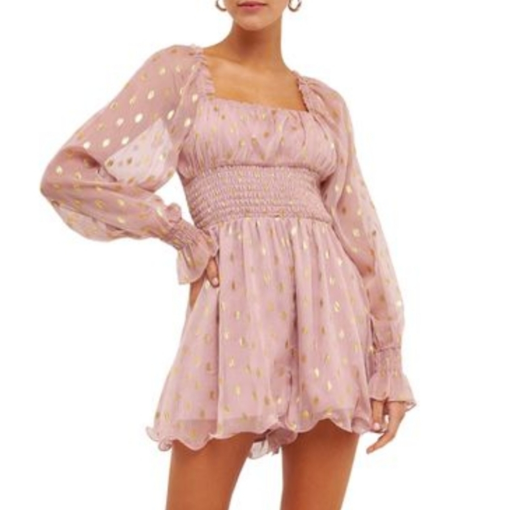 Endless Rose Pink Foiled Dot Romper